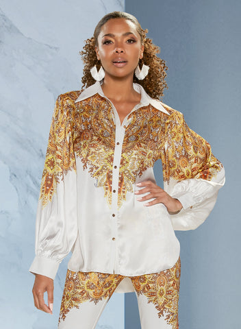 Love The Queen Print Blouse 17389T