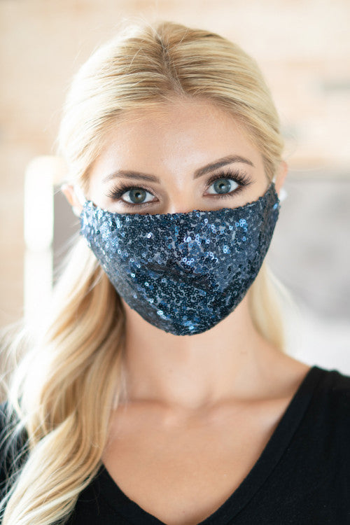 Women Fashion Face Mask-331-Navy - Church Suits For Less