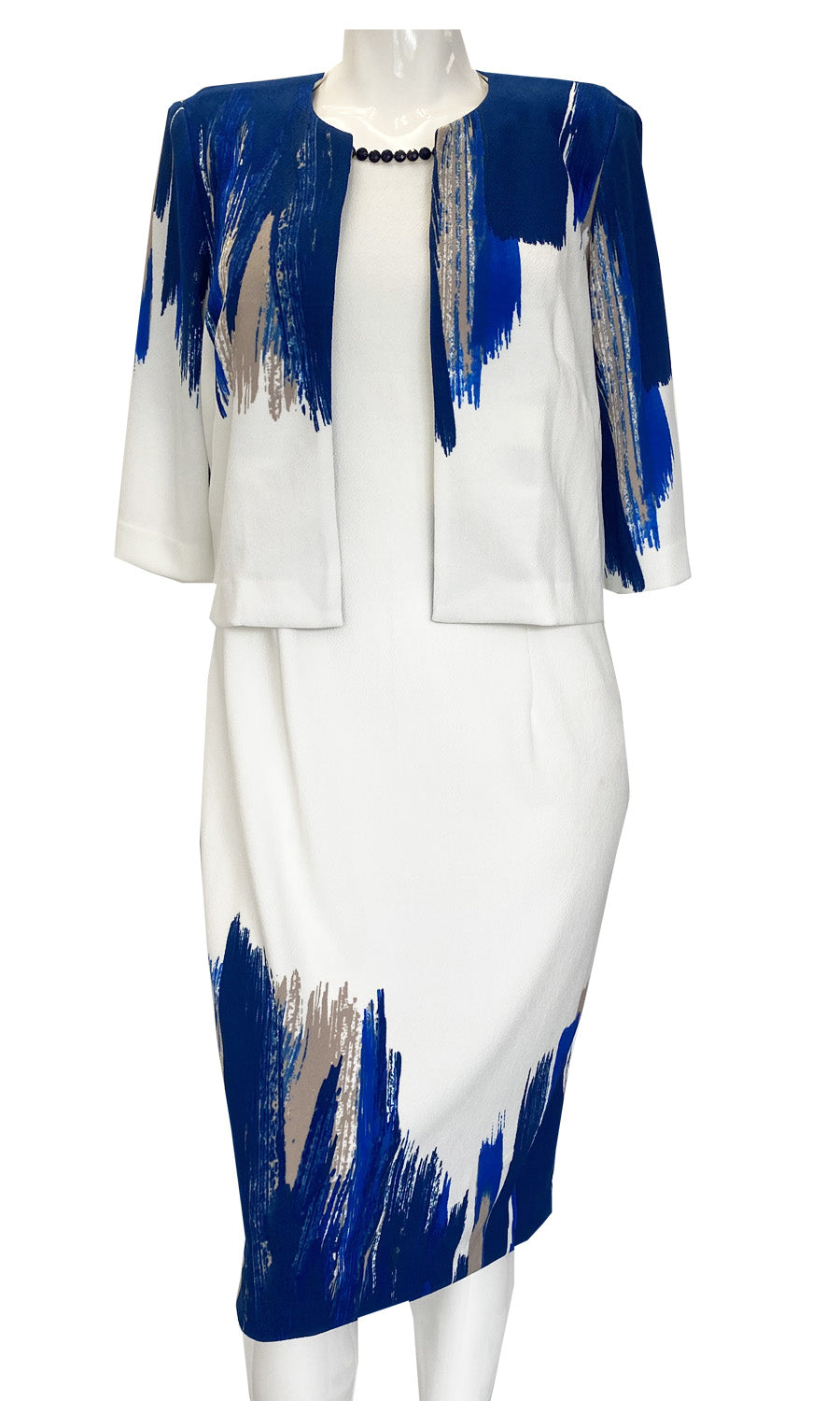 Maya Brooke 3/4 Sleeve Jacket Dress, 10 , White