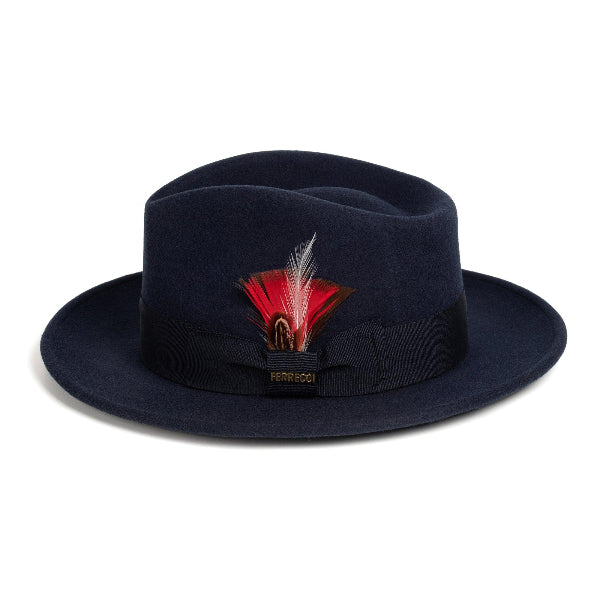 Men Church Fedora Hat-  Navy - Church Suits For Less