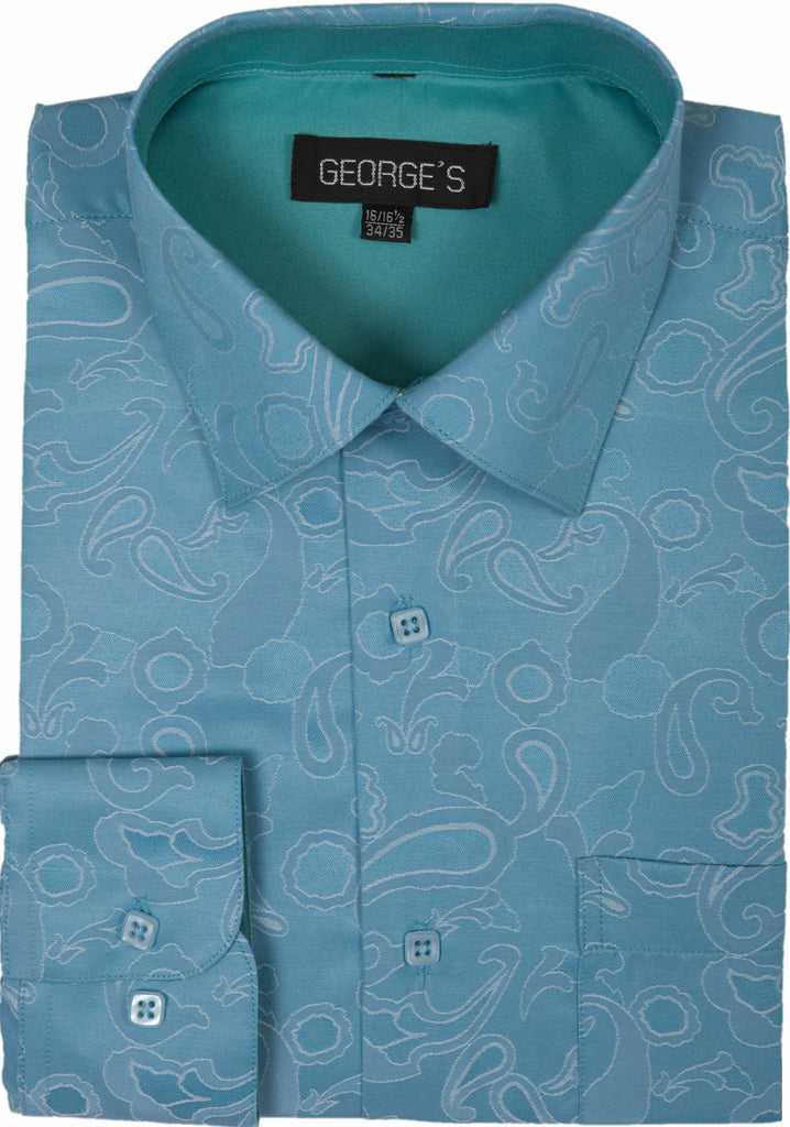 Men Shirt AH625-Turquoise - Church Suits For Less
