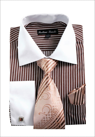 Men Shirt FL631-Brown - Church Suits For Less