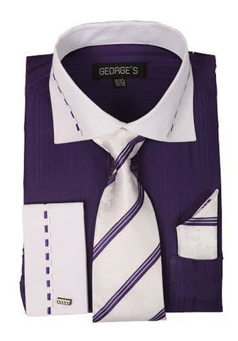 Milano Moda Dress Shirt AH621-Purple - Church Suits For Less