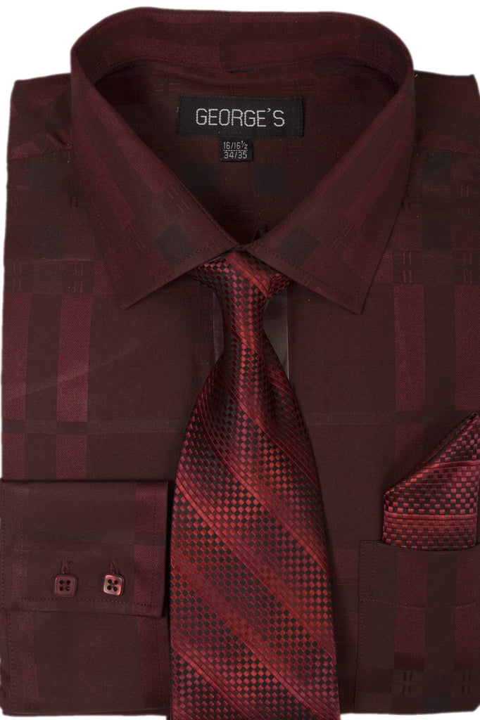 Milano Moda Men Shirt AH623-Burgundy - Church Suits For Less
