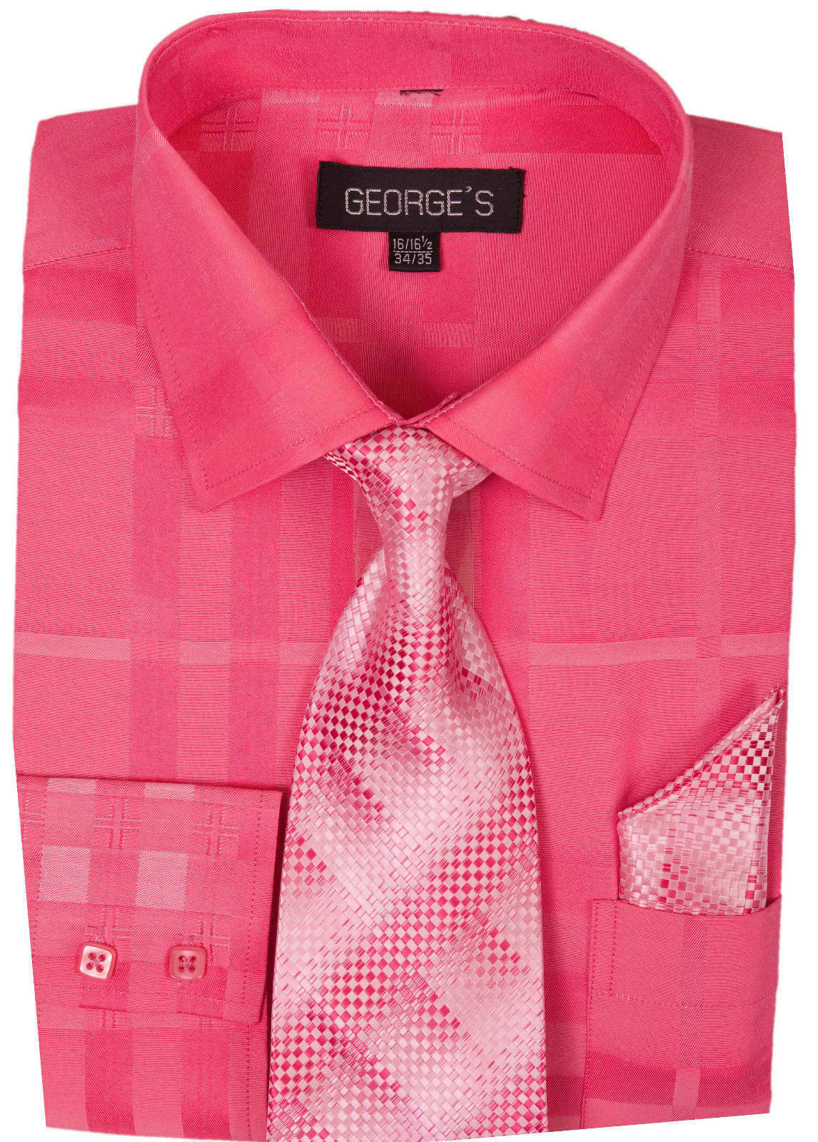 fuchsia pink mens dress shirts Men's Fuchsia Long Sleeve Dress Shirt 18 36/37 / Fuchsia