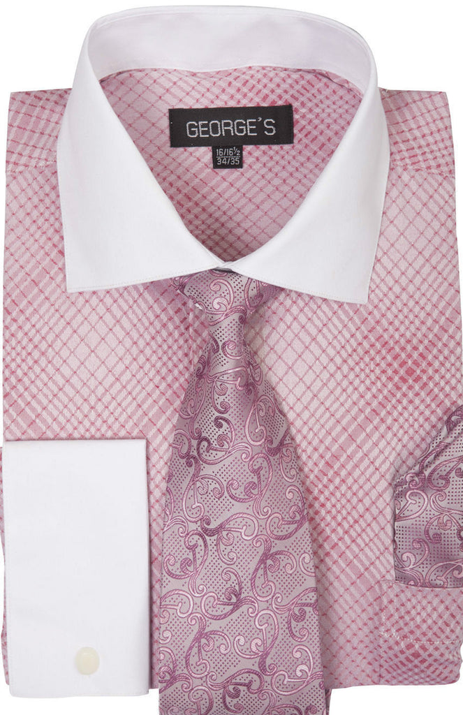 Milano Moda Men Shirt AH624-Rose Pink - Church Suits For Less