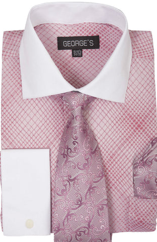 Milano Moda Men Shirt AH624-Rose Pink