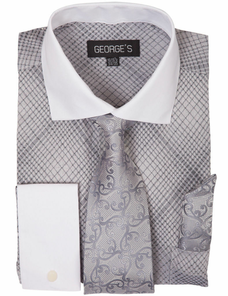 Milano Moda Men Shirt AH624-Silver - Church Suits For Less