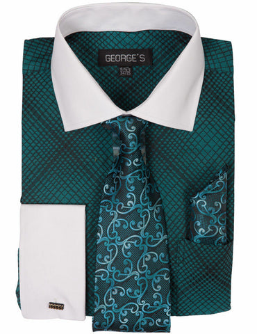 Milano Moda Men Shirt AH624-Turquoise