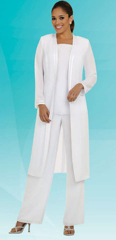 Misty Lane Pant Suit 13062C-White - Church Suits For Less