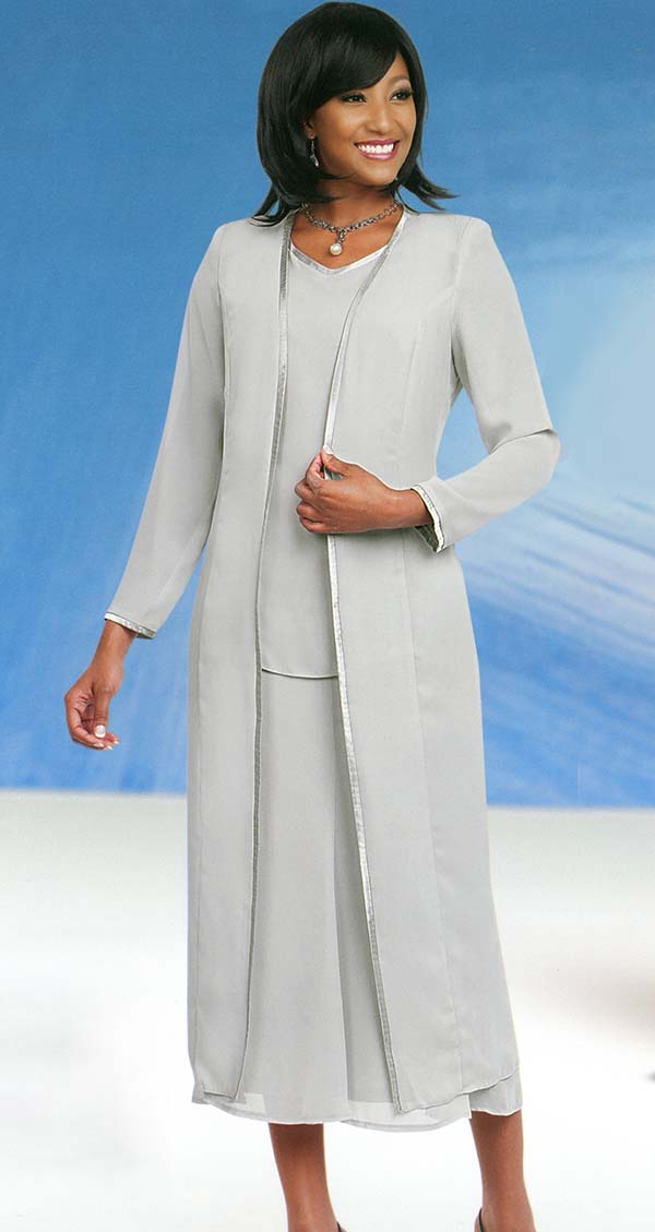 Misty Lane Skirt Suit Suit 13061-Silver - Church Suits For Less