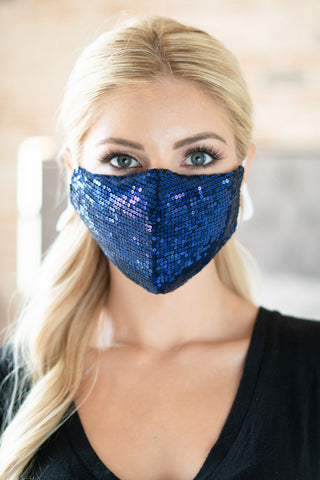 Women Fashion Face Mask-147-Blue - Church Suits For Less