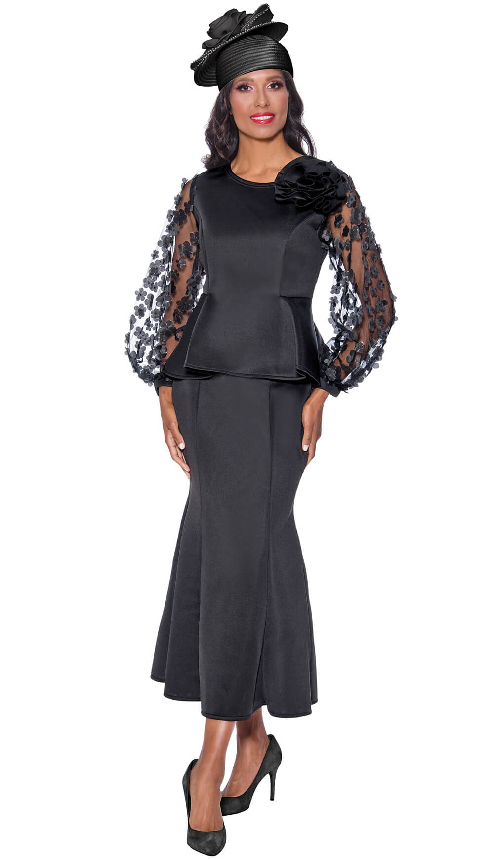 Stellar Looks Skirt Suit 1552-Black - Church Suits For Less