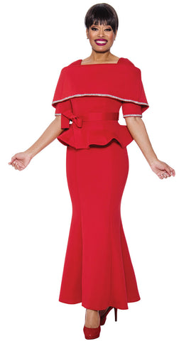 Stellar Looks Skirt Suit 1692-Red - Church Suits For Less