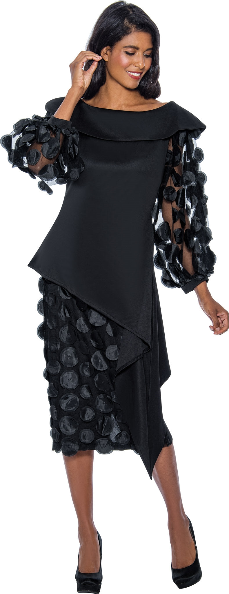 Stellar Looks Skirt Suit 1642-Black - Church Suits For Less