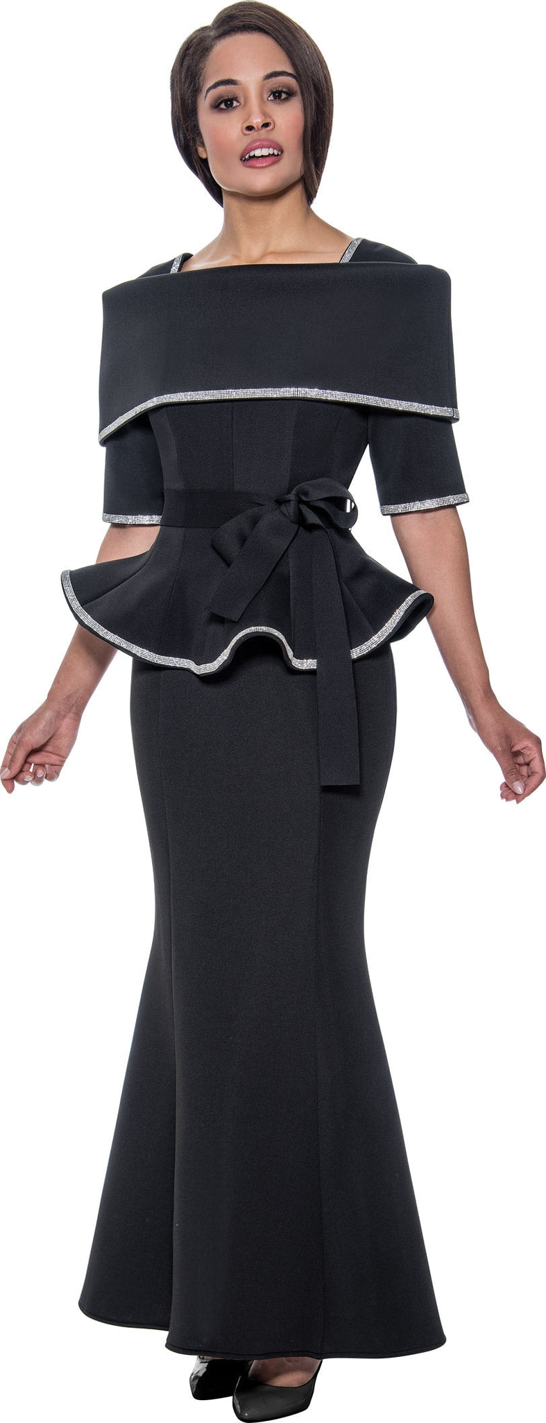 Stellar Looks Skirt Suit 1692-Black - Church Suits For Less