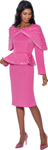 Stellar Looks Skirt Suit 1701-Hot Pink