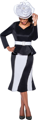 Stellar Looks Skirt Suit 1292C-Black/White