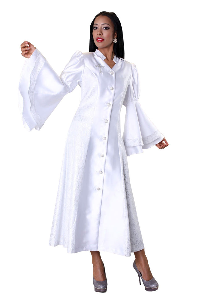 Tally Taylor Minister Robe 4565C-White/Silver - Church Suits For Less