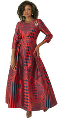 Tally Taylor Church Dress 4497-Fire Red/Navy - Church Suits For Less