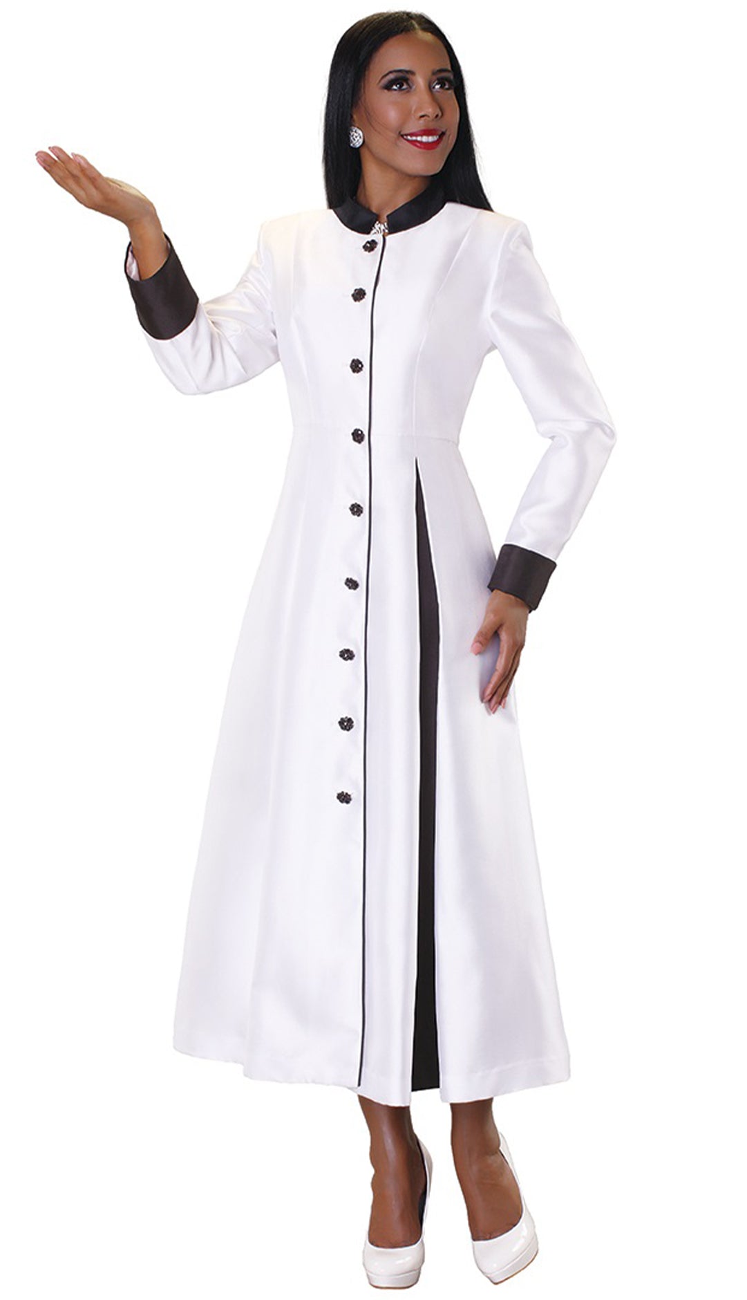 Tally Taylor Robe 4544-White/Black - Church Suits For Less