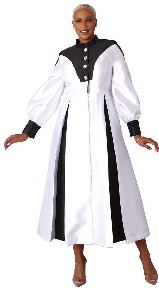Tally Taylor Church Robe 4802-White/Black - Church Suits For Less