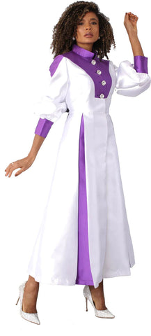 Tally Taylor Church Robe 4802C-White/Purple - Church Suits For Less
