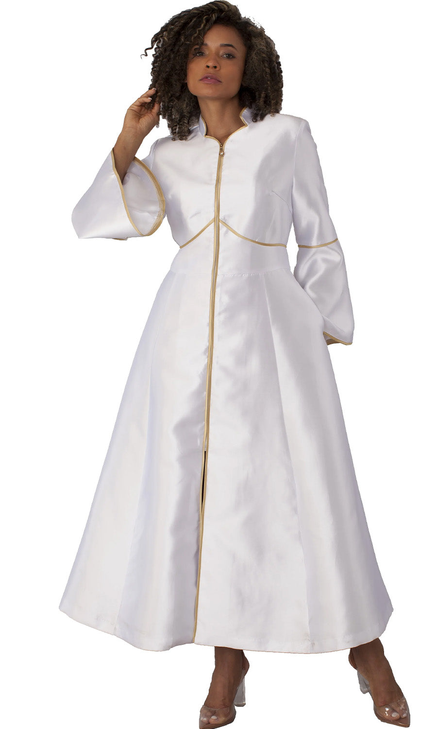 Tally Taylor Church Robe 4731C-White/Gold - Church Suits For Less