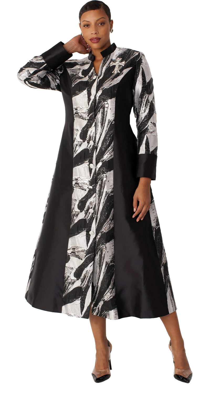 Tally Taylor Church Robe 4821-Black/Silver - Church Suits For Less