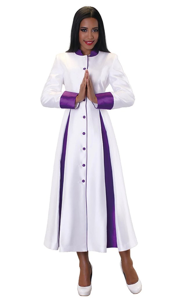 Tally Taylor Robe 4544C-White/Purple - Church Suits For Less