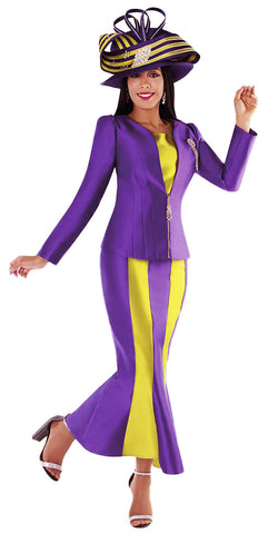 Designer Church Suits 4689C-Purple/Lime - Church Suits For Less