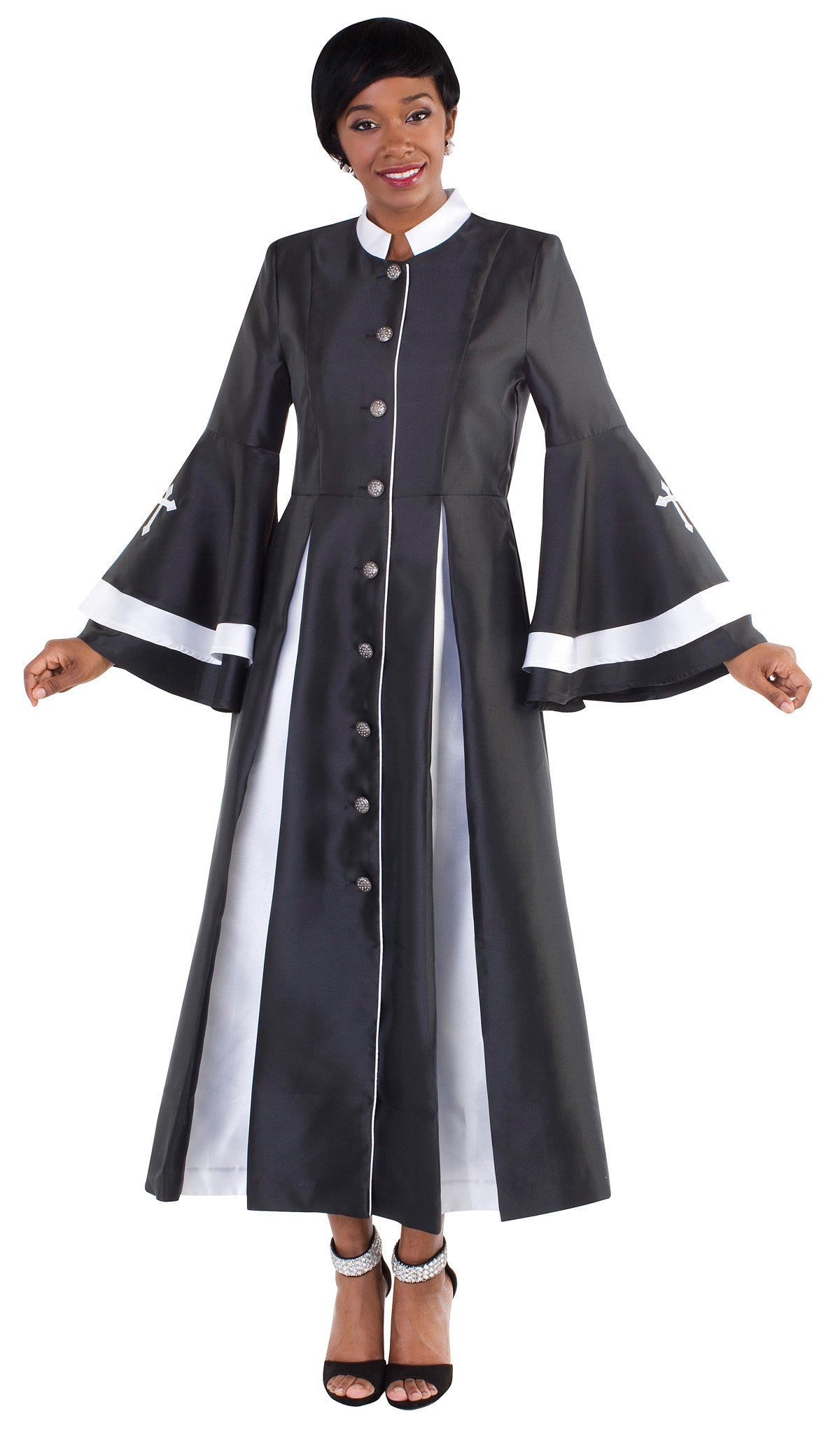 Tally Taylor Robe 4615C-Black/White - Church Suits For Less
