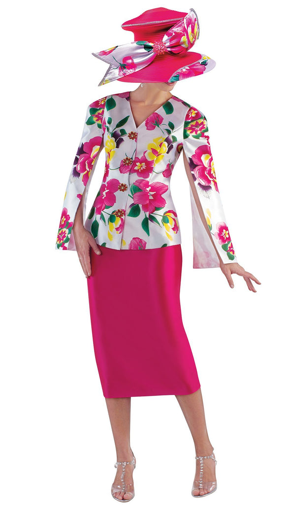 Designer Church Suits 4713C-Pink Multi - Church Suits For Less