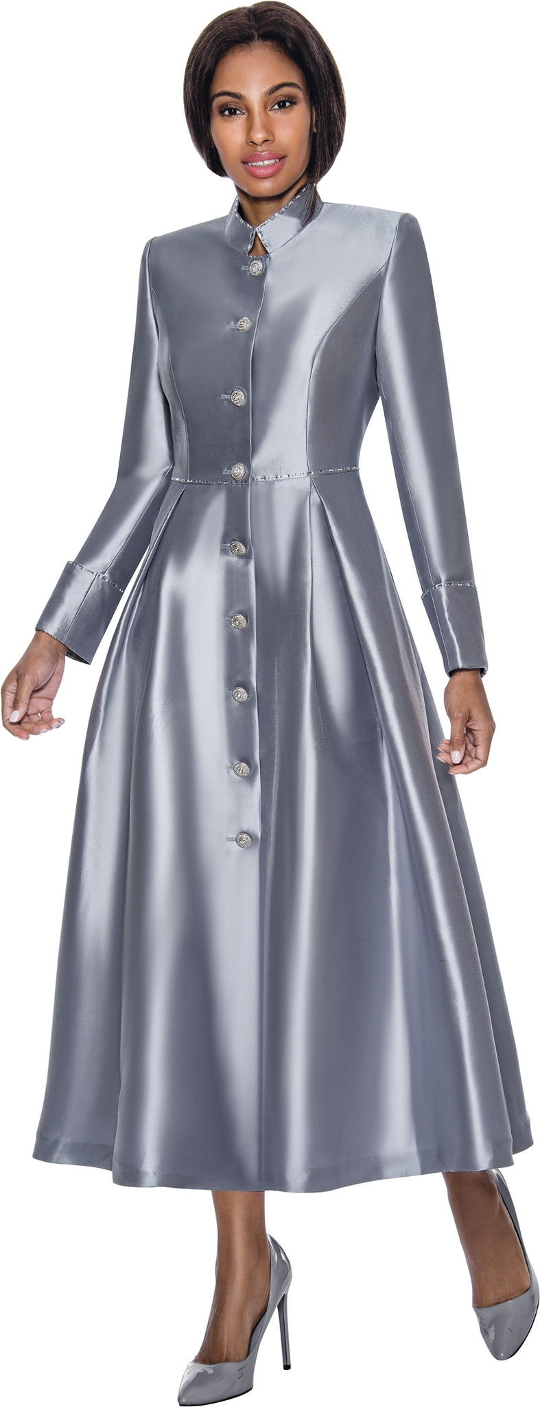 Terramina Clergy Dress 7058-Silver - Church Suits For Less