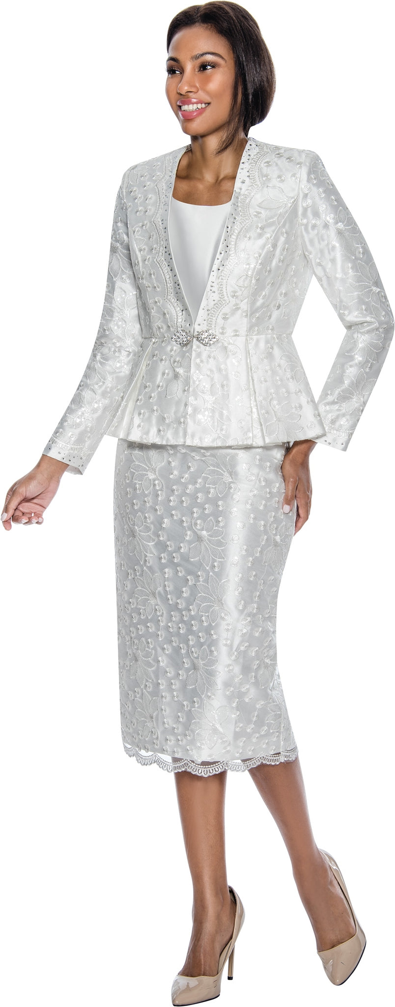 Terramina Church Suit 7069-White - Church Suits For Less