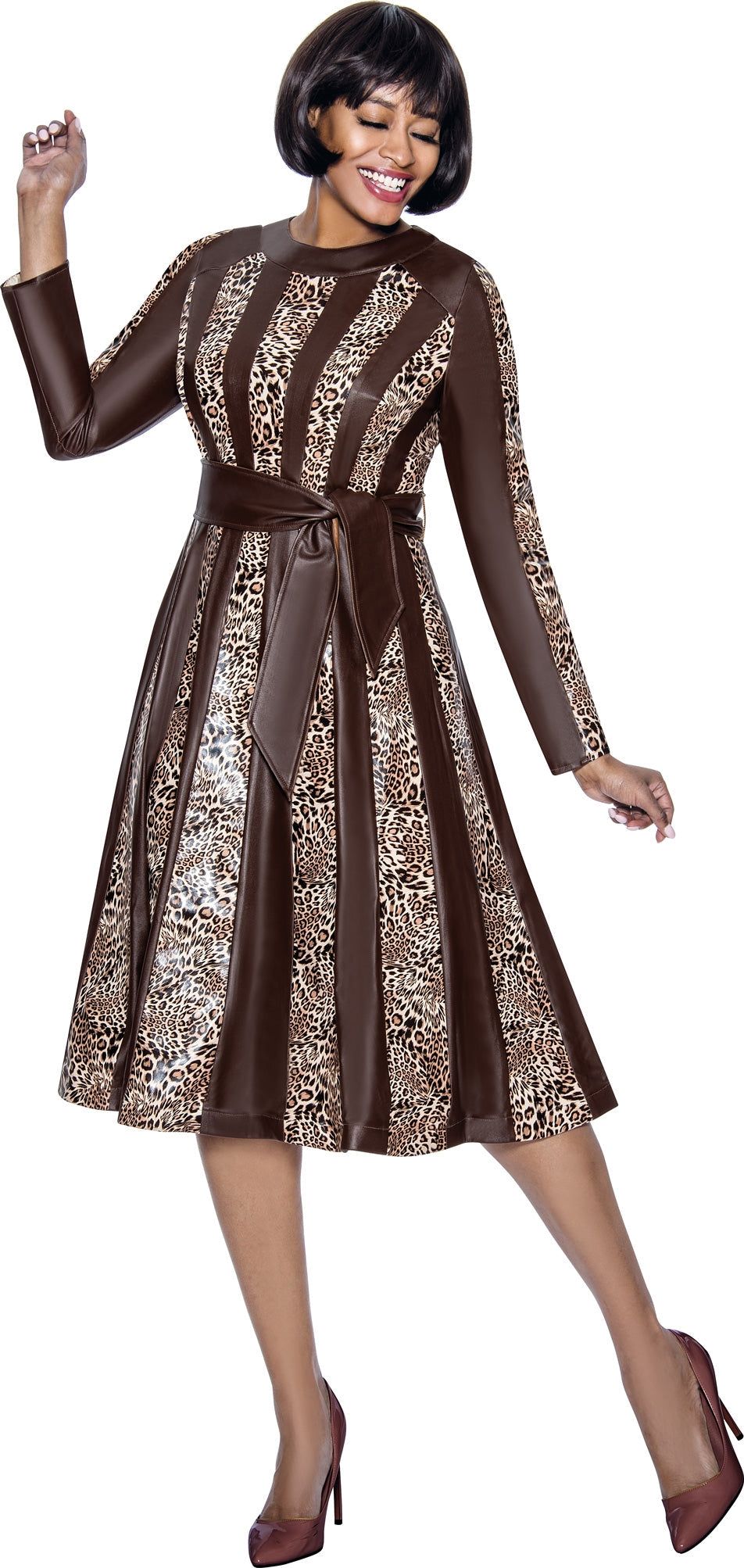 Terramina Church Dress 7035C-Brown - Church Suits For Less