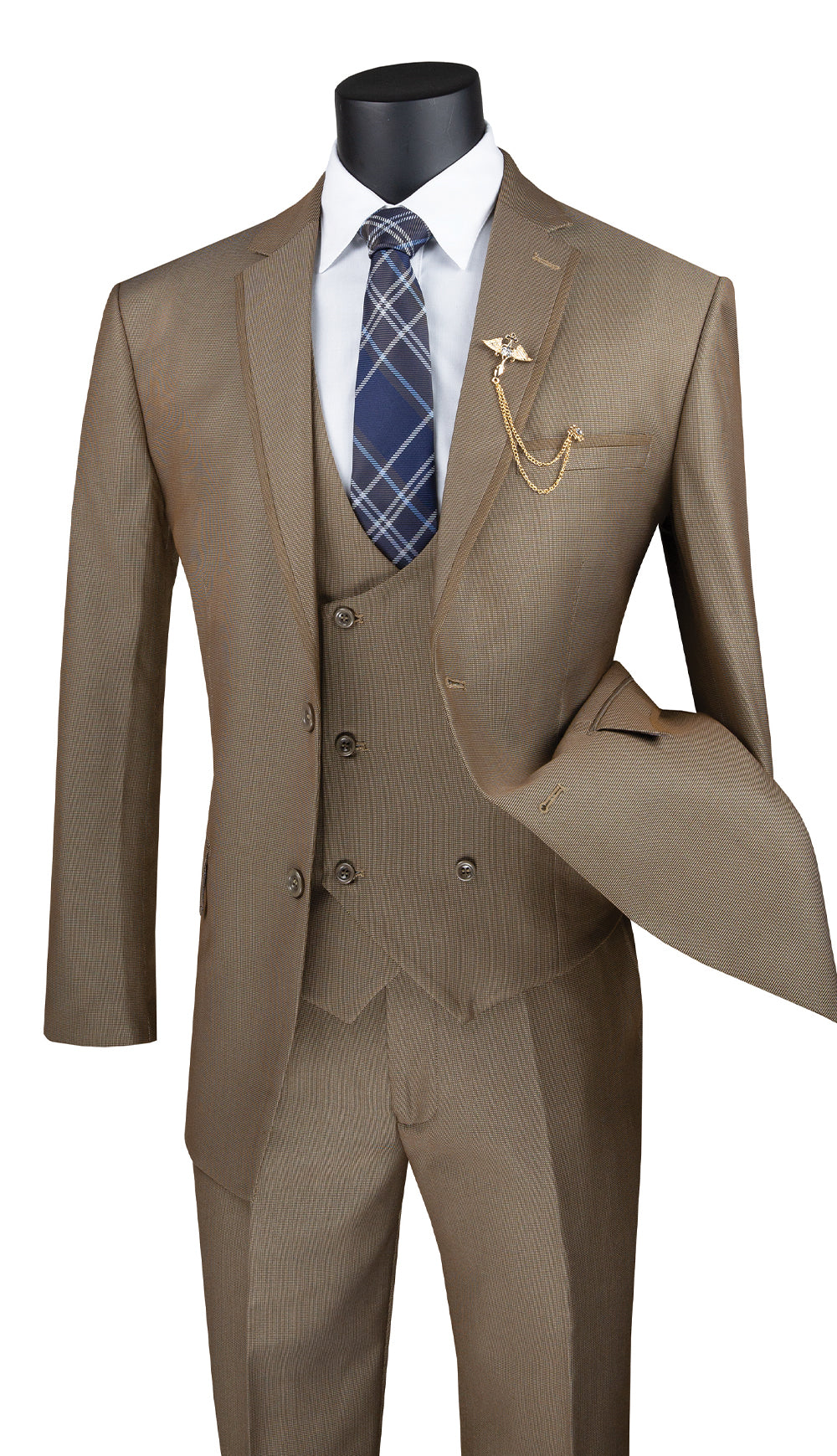 Vinci Men Suit MV2B-1-Khaki - Church Suits For Less