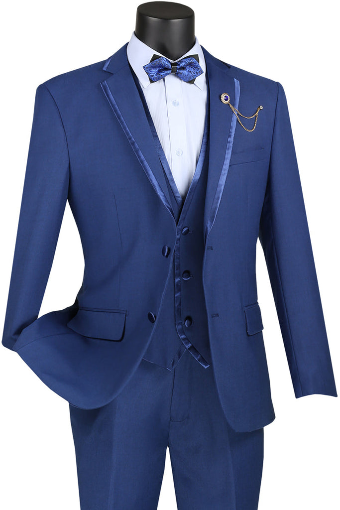 Vinci Men Suit SV2T-8C-Blue - Church Suits For Less