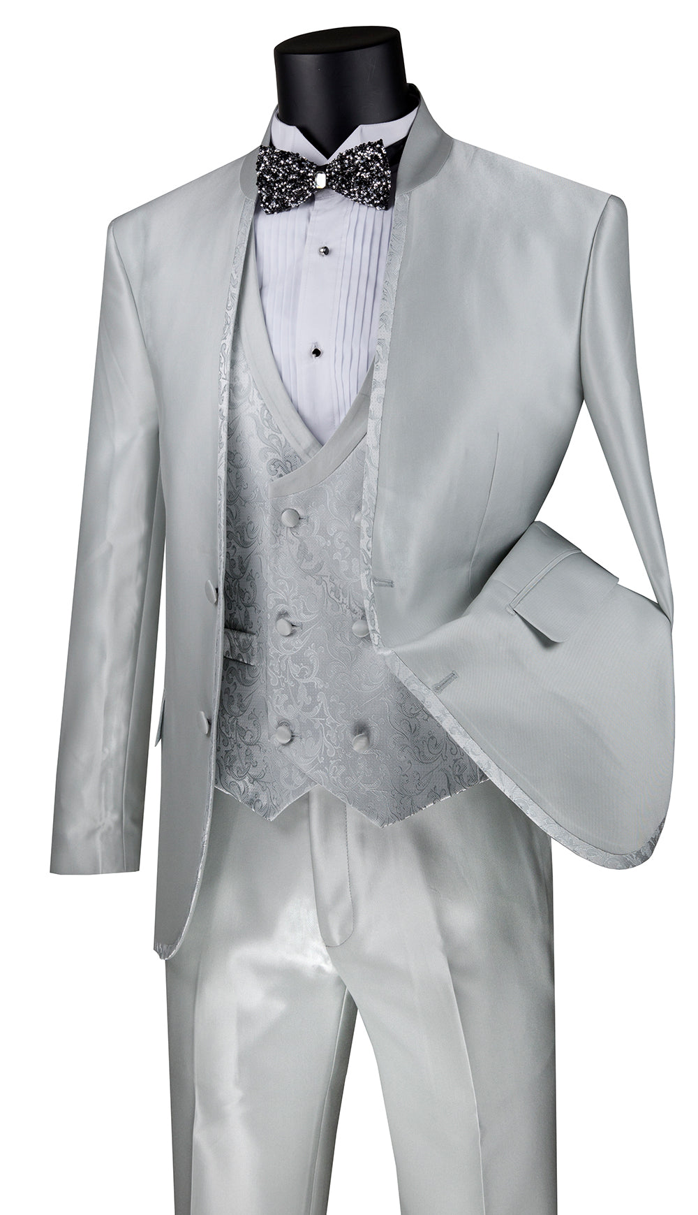 Slim Fit Men Suit SV2HT-2C-Silver - Church Suits For Less