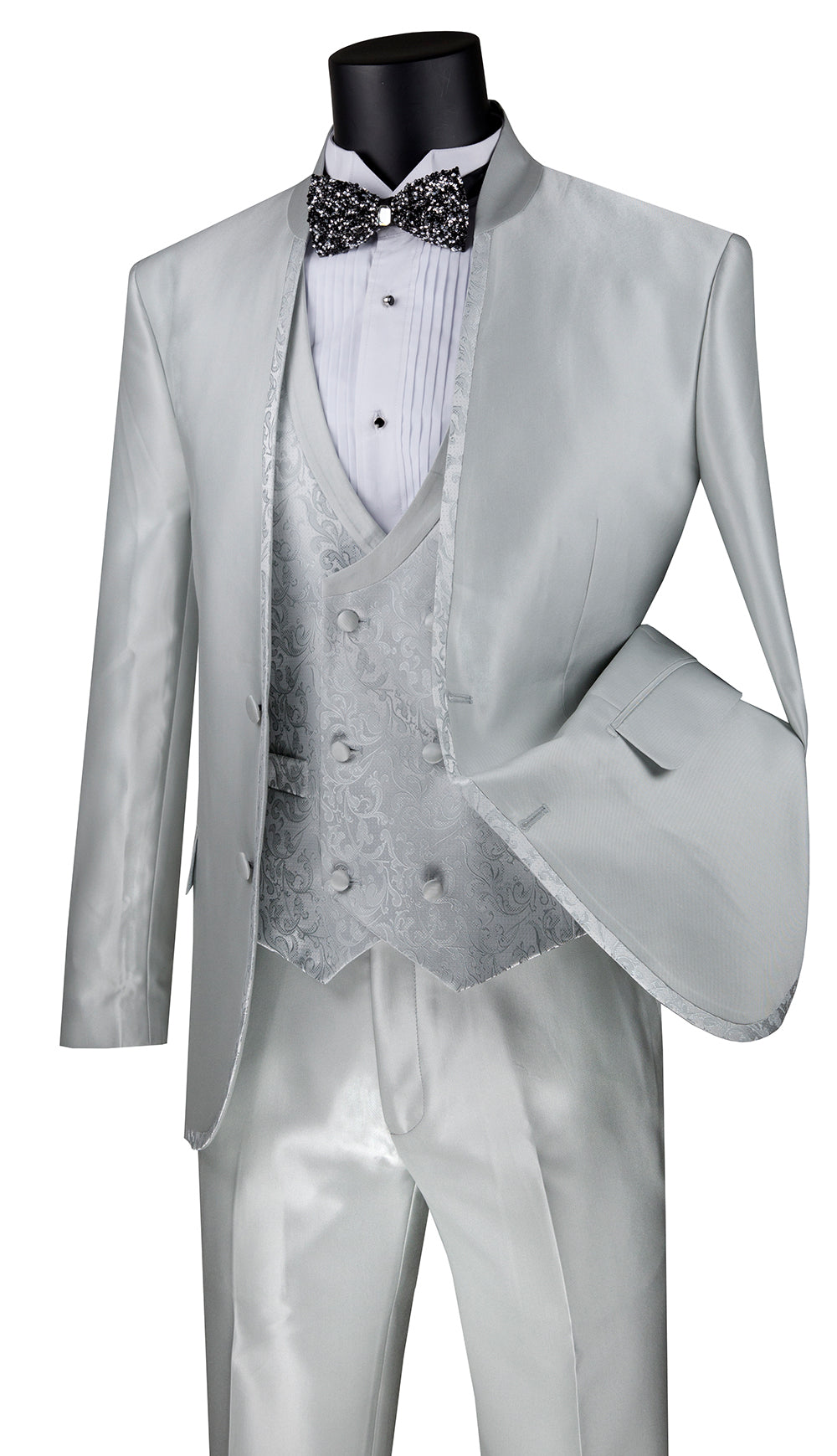 Vinci Suit SV2HT-2C-Silver - Church Suits For Less