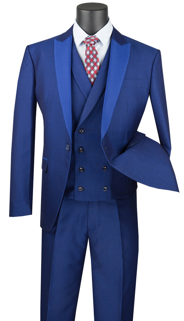 Vinci Men Suit SV2R-6C-Blue - Church Suits For Less