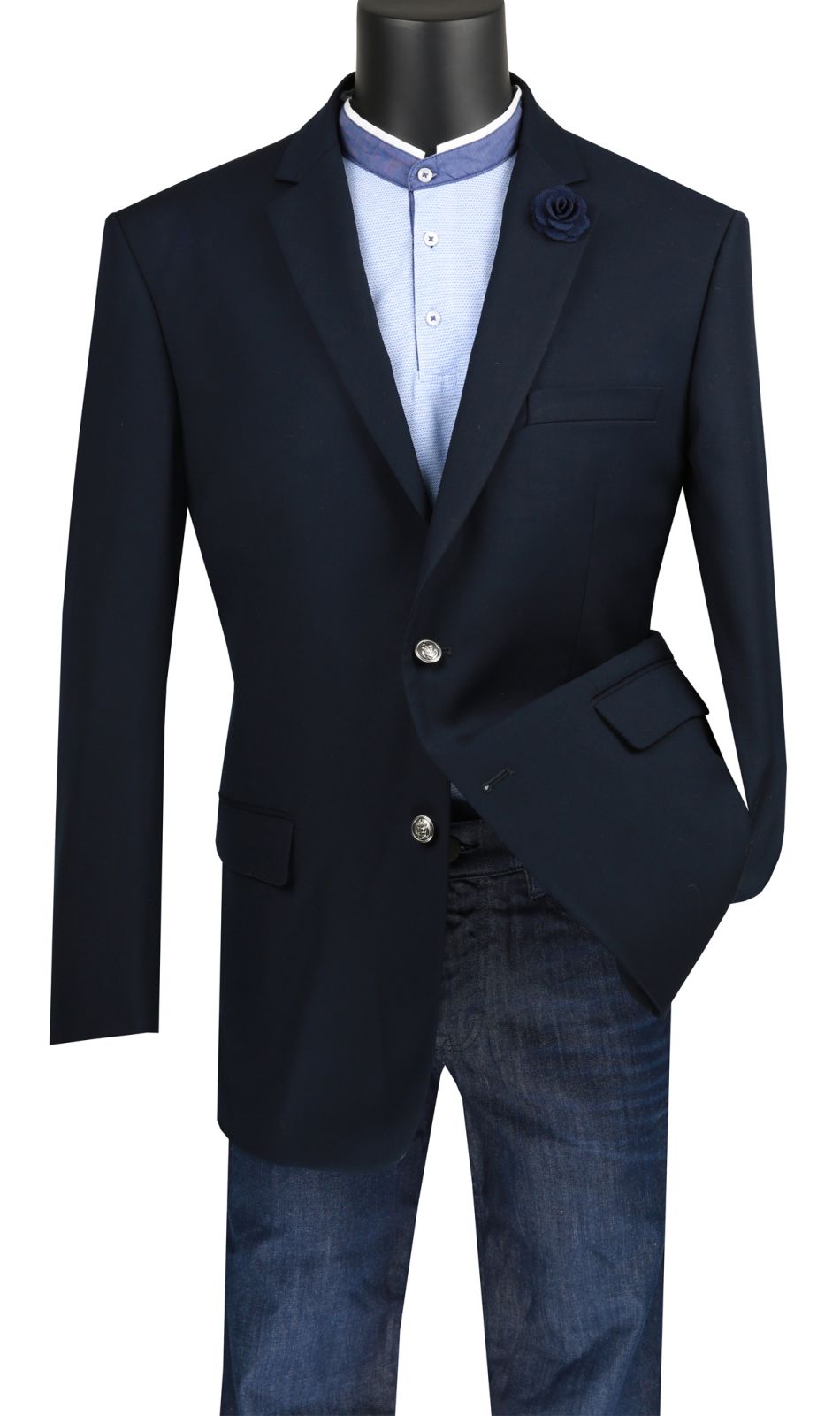 Vinci Men Sport Coat B-TR-Navy Blue - Church Suits For Less
