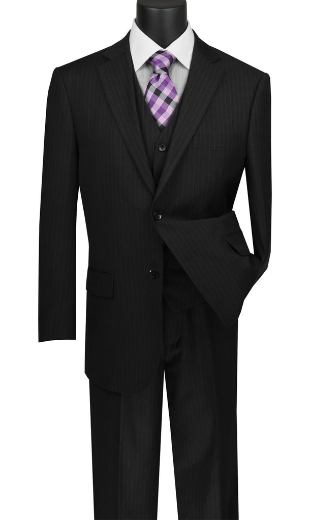 Vinci Men Suit V2RS-7-Black - Church Suits For Less