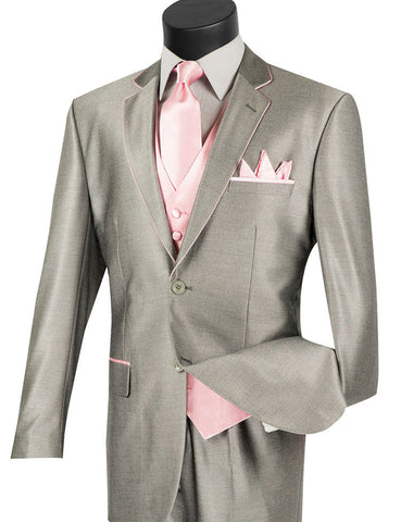 Vinci Men Suit 23SS-4-Grey/Pink