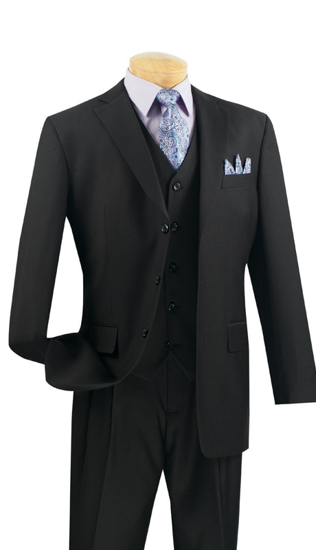 Vinci Men Suit 3TR-3-Black - Church Suits For Less