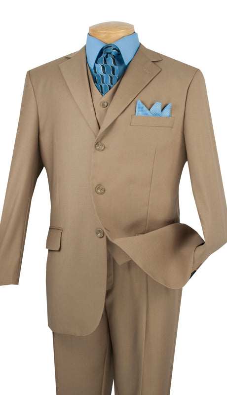 Vinci Men Suit 3TR-3-Khaki - Church Suits For Less
