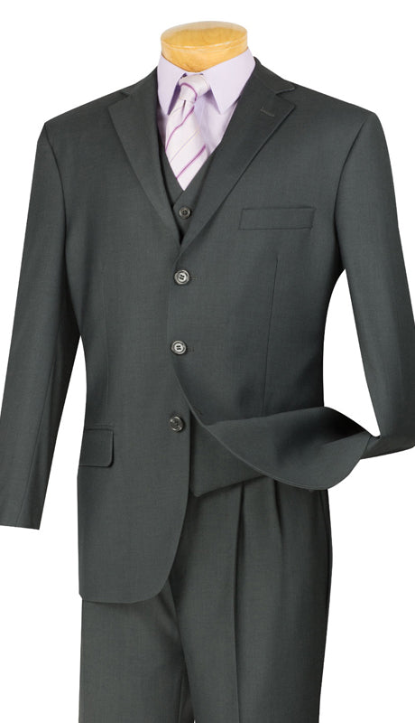 Vinci Men Suit 3TR-3-Heather Gray - Church Suits For Less