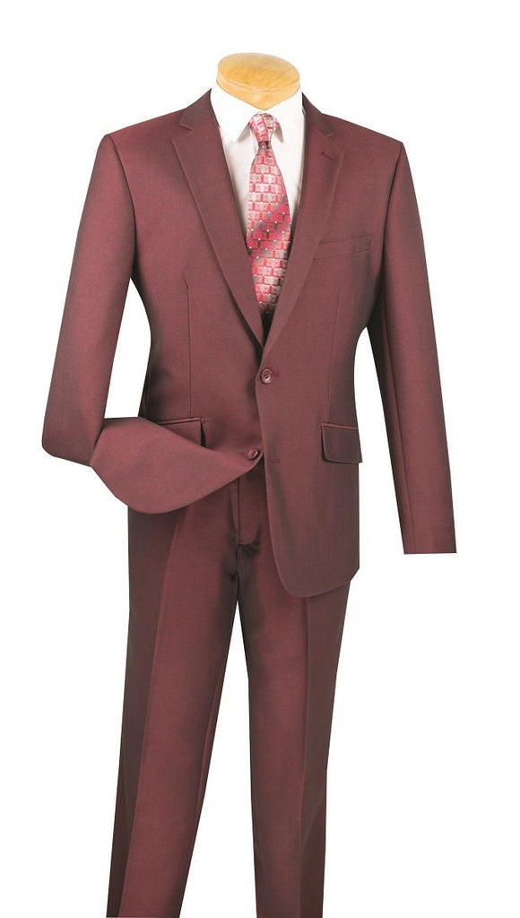 Vinci Men Suit S2RK-7-Burgundy - Church Suits For Less
