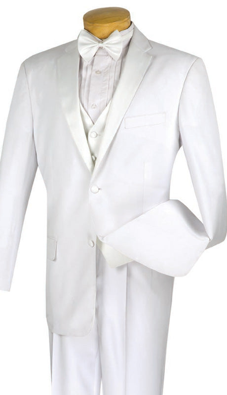 Vinci Men Tuxedo 4TV-1-White - Church Suits For Less