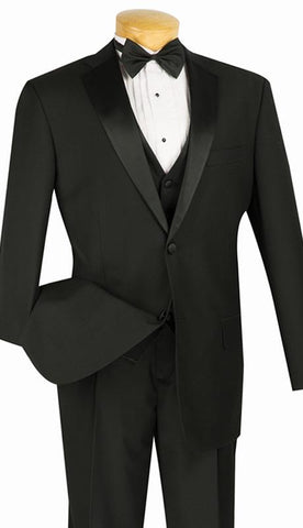 Vinci Men Tuxedo 4TV-1-Black - Church Suits For Less